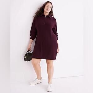 Madewell | Ribbed Half-Zip Wool Sweater Dress Size Extra Small
